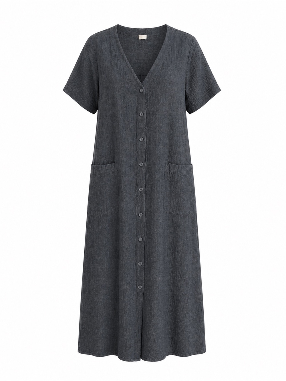 Poetry Linen/Cotton Dress Button Front Short Sleeve VNeck Minimalist Lagenlook16